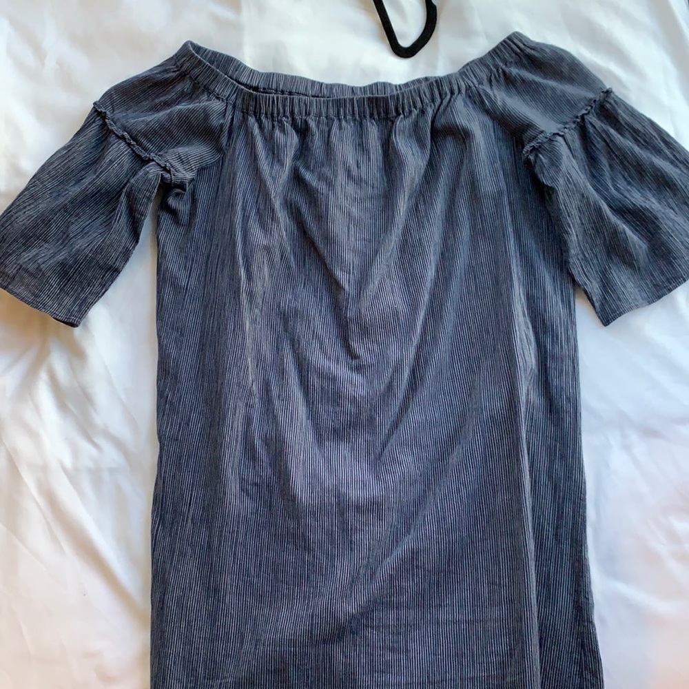 Off shoulder blue dress
